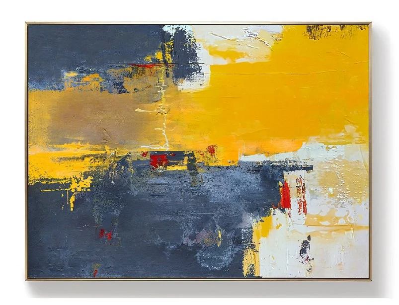 All You Office Yellow Abstract Canvas Artwork ES7JJ wall art